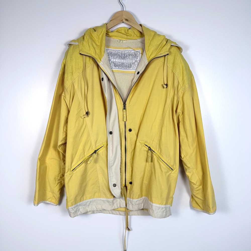 J.L. Colebrook Women's M Yellow Hooded Utility Jacket Mixed Media Gorpcore - Picture 2 of 13